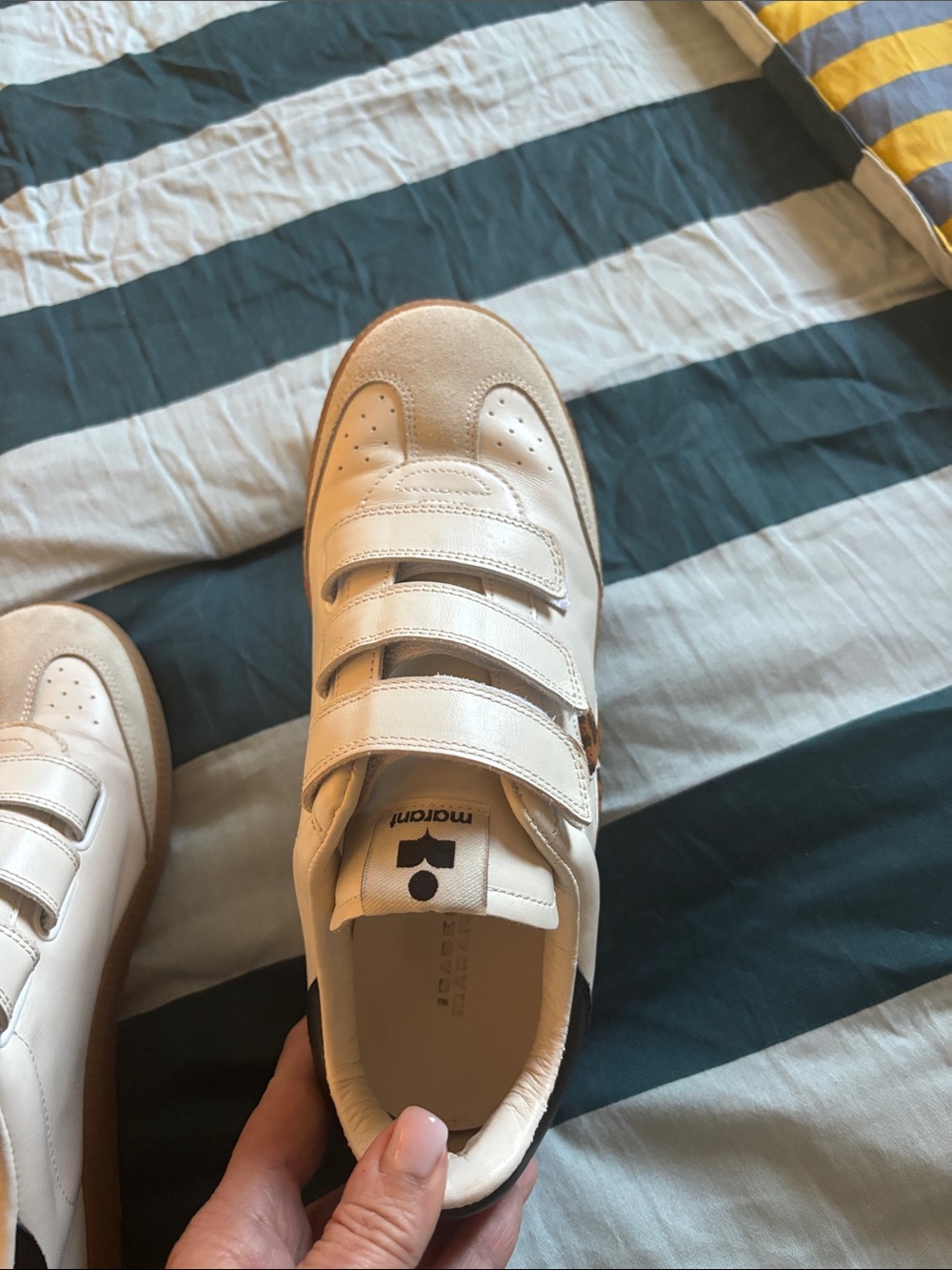 Isabel Marant White Leather Sneakers with Leopard Accent - Picture 5 of 5